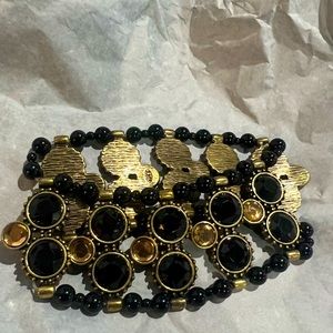 Black & Amber beaded wrist cuff